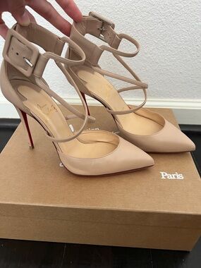 Christian Louboutin Beige Suzanna Nappa Strappy Pointed-Toe Stiletto Pumps